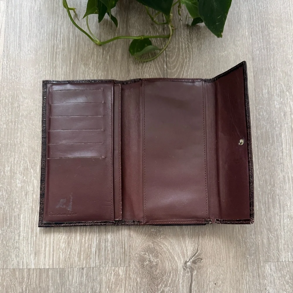 Vintage Dior Wallet, Embossed Leather, Crocodile 1960’s